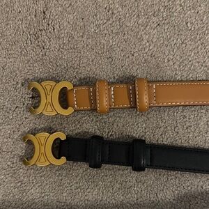 Designer Inspired BRAND NEW Stylish Black and Tan Leather Belt Set